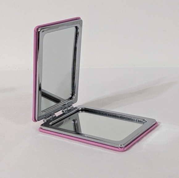 Barbie Pink Heart Rectangle Double Sided Portable Folding Compact Mirror, NEW - Picture 3 of 6